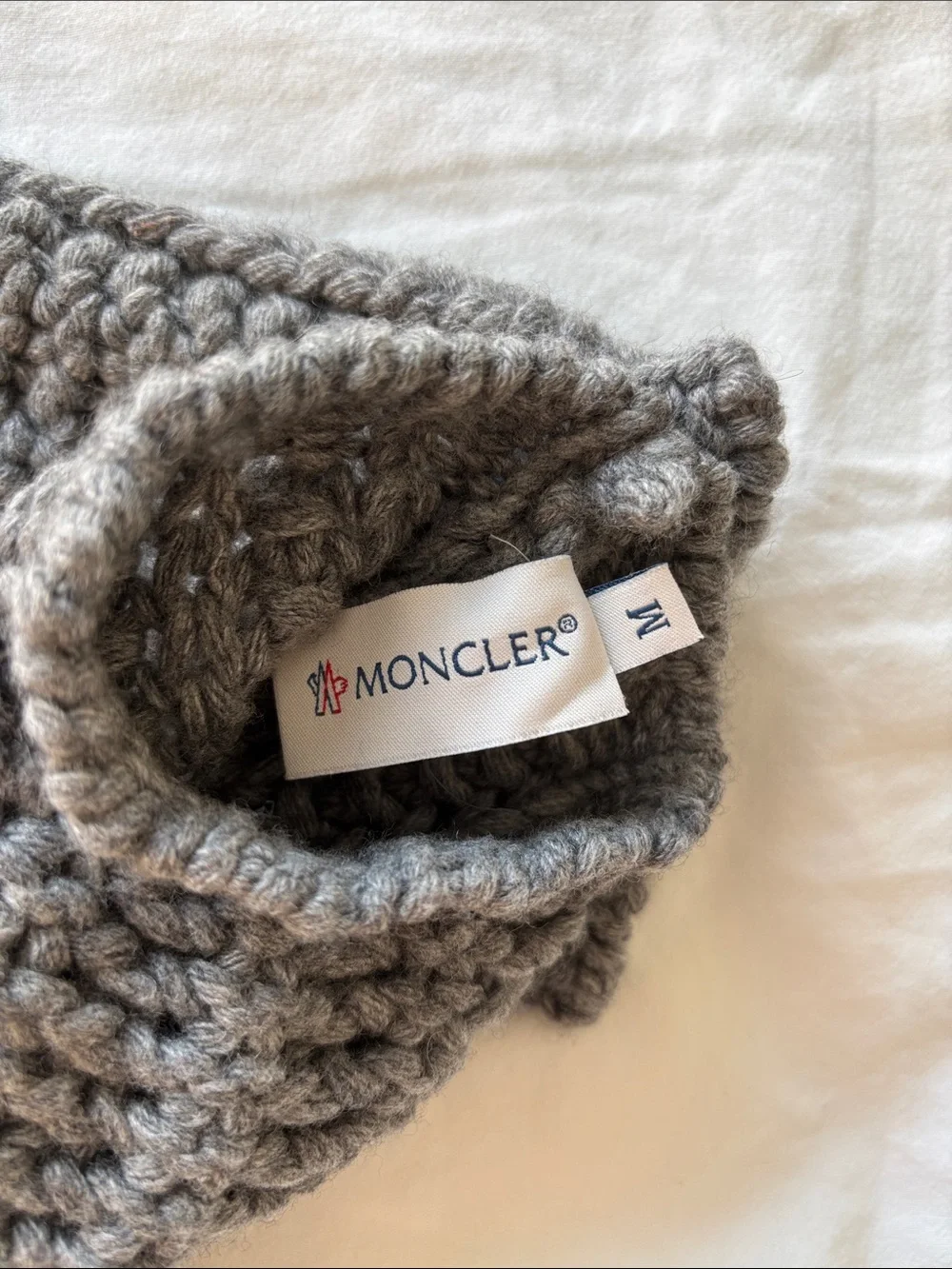 Moncler Long Grey Knit Gloves